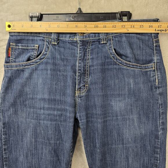 Timberland Pro FR Flame Resistant Bootcut Jeans Mens 34x32 Blue Denim Grunge - Picture 10 of 14